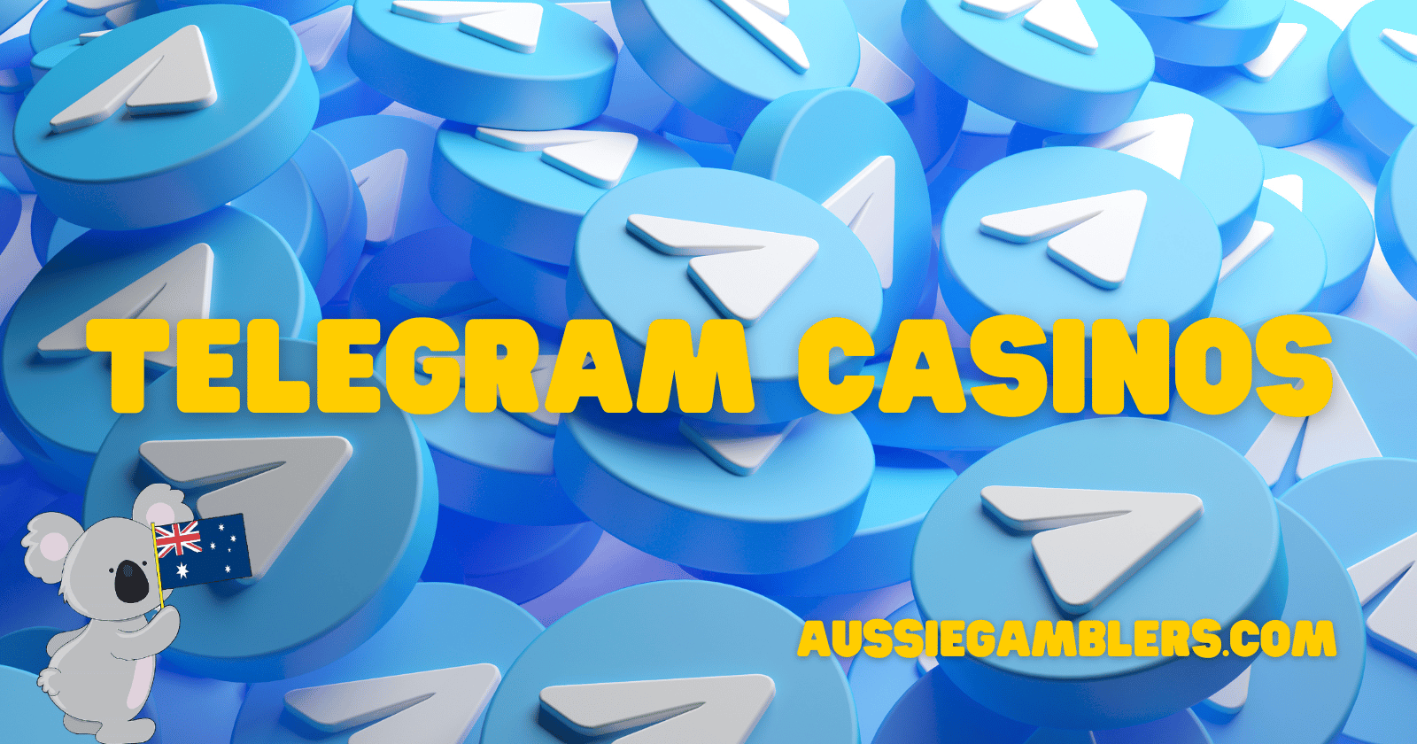 Telegram casinos banner blue coins with paperplanes